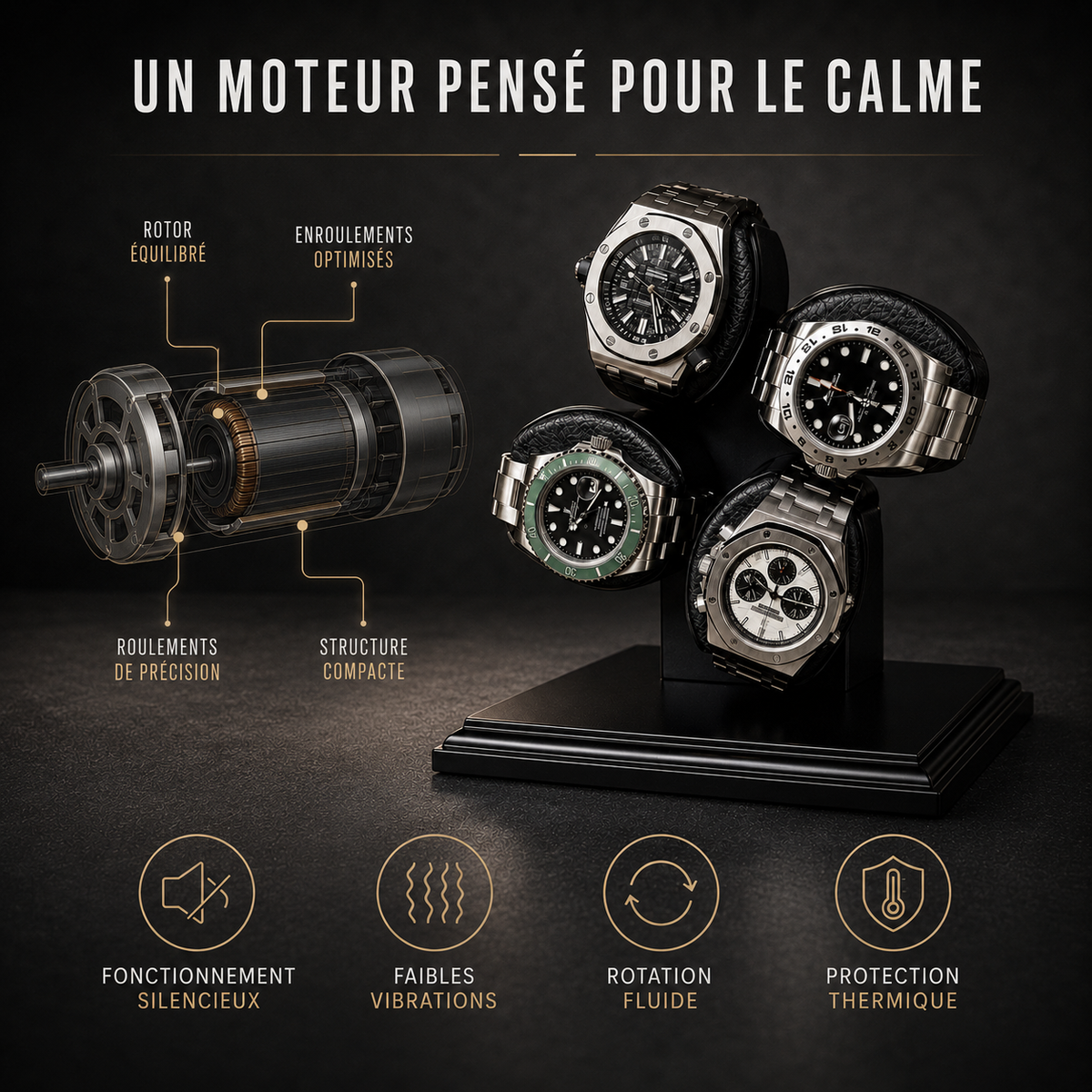 Remontoir Automatique pour 4 Montres | Le Quadrant